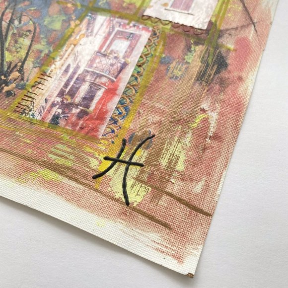 Summer Terrace - Original Art Mixed Media Painting Frame Ready Artwork 11”x14” - Picture 8 of 10